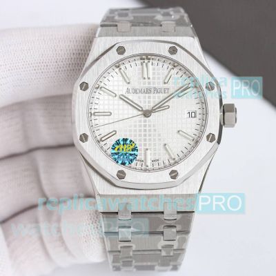 ZF Factory Swiss Clone Audemars Piguet Royal Oak 41mm White Face Stainless Steel Watch 